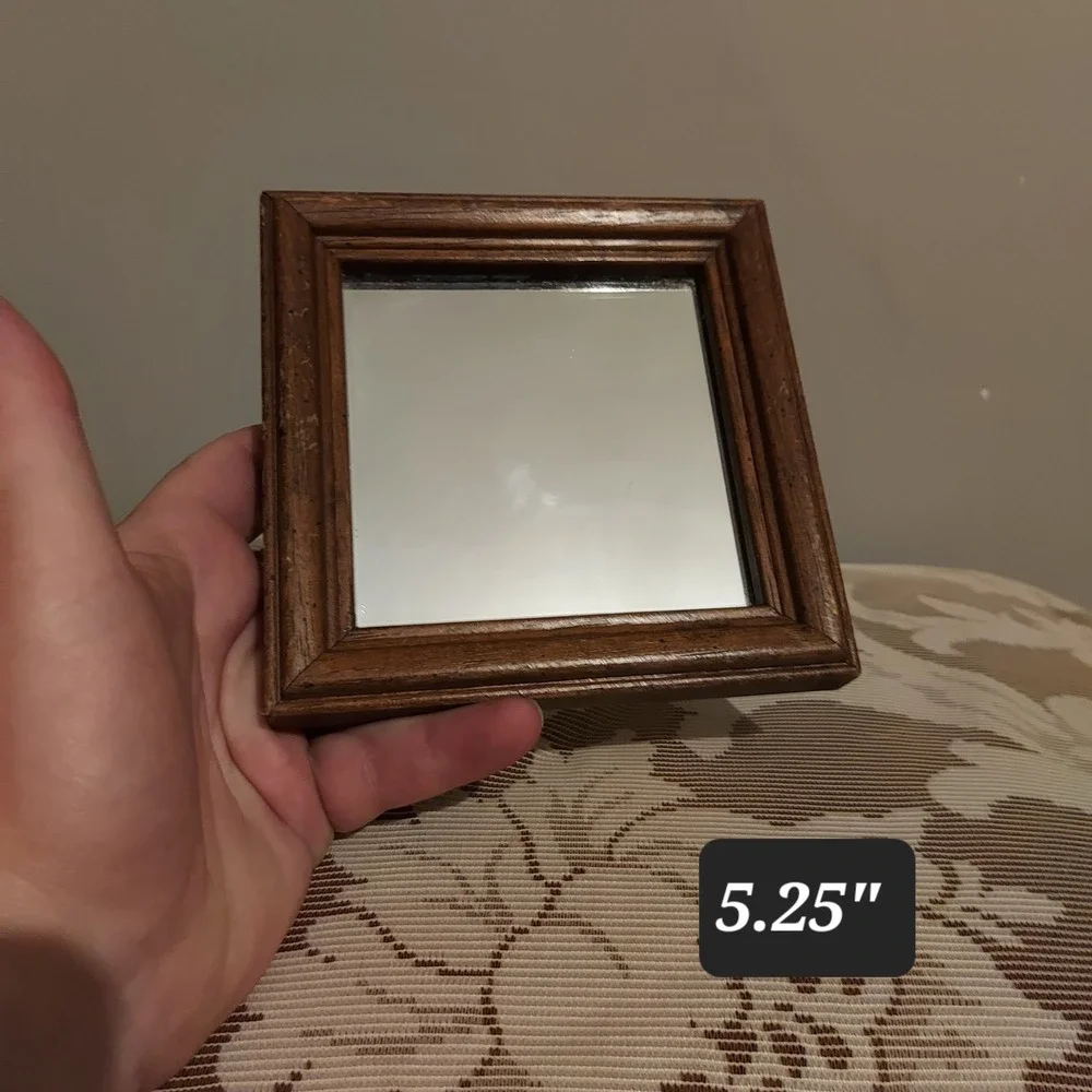Set of 2 Small Square Wood Wall Mirrors 5.25